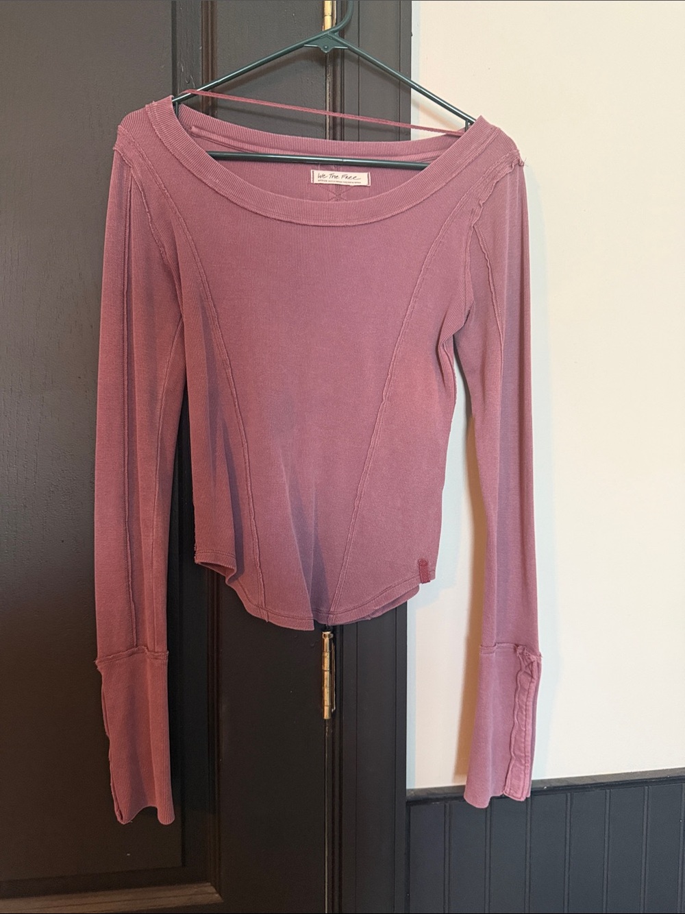 We The Free Mauve Long Sleeve Boatneck Top